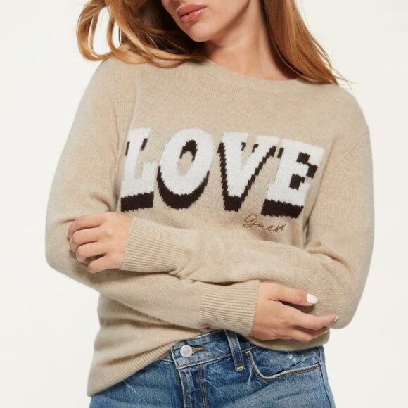 Guess Juliette Cashmere Sweater in Beige Melange - Picture 2 of 4